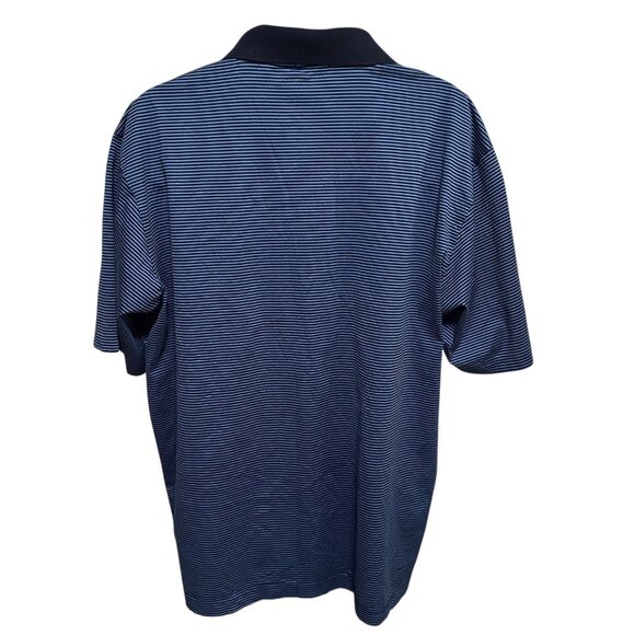 Marbas Men’s Large Polo Shirt Blue Striped Cotton Collared Casual Golf Italy - Picture 4 of 12